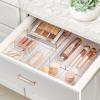 imagemDesign Plastic Beauty Organizer Bin for Bathroom Drawers Vanity or Countertops Storage for Makeup Brushes Palettes Blush Concealers or Hair Ties Lumiere Collection 12 Pack ClearRose Gold