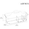 imagemDesign Plastic Divided Shower Organizer Basket Caddy Tote with Handle  Storage for Bathroom or Dorm  Holds Hand Soap Shampoo Sponges Scrubs and Body Wash  Lumiere Collection  Clear