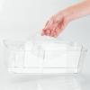 imagemDesign Plastic Divided Shower Organizer Basket Caddy Tote with Handle  Storage for Bathroom or Dorm  Holds Hand Soap Shampoo Sponges Scrubs and Body Wash  Lumiere Collection  Clear