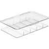 imagemDesign Plastic Divided Stackable Hair Makeup ampamp Jewelry Organizer Box with Hinge Lid for Bathroom Vanity Countertop  5 Sections  Stores Hair Clips Barrettes Accessories  Ligne Collection  Clear