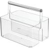 imagemDesign Plastic Shower Caddy Storage Organizer Utility Tote Divided Basket Bin  Metal Handle for Bathroom Dorm Kitchen Holds Soap Shampoo Conditioner  Aura Collection  ClearChrome