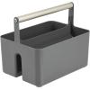 imagemDesign Plastic Shower Caddy Storage Organizer Utility Tote Divided Basket Bin  Metal Handle for Bathroom Dorm Kitchen Holds Soap Shampoo Conditioner  Aura Collection  Dark GrayMatte Satin