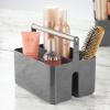 imagemDesign Plastic Shower Caddy Storage Organizer Utility Tote Divided Basket Bin  Metal Handle for Bathroom Dorm Kitchen Holds Soap Shampoo Conditioner  Aura Collection  Dark GrayMatte Satin