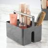 imagemDesign Plastic Shower Caddy Storage Organizer Utility Tote Divided Basket Bin  Metal Handle for Bathroom Dorm Kitchen Holds Soap Shampoo Conditioner  Aura Collection  Dark GrayMatte Satin