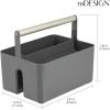 imagemDesign Plastic Shower Caddy Storage Organizer Utility Tote Divided Basket Bin  Metal Handle for Bathroom Dorm Kitchen Holds Soap Shampoo Conditioner  Aura Collection  Dark GrayMatte Satin