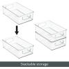 imagemDesign Plastic Storage Organizer Shallow Container Bin with Handles for Bathroom Kitchen Cabinet Pantry Home Organization  Holds Vitamins Supplements Makeup  Ligne Collection  4 Pack  Clear