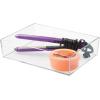 imagemDesign Plastic Storage Organizer Tray for Bathroom Vanity Countertops Closets Dressers  Holder for Guest Hand Towels Watches Earrings Makeup Brushes Reading Glasses Perfume  Clear