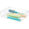 imagemDesign Plastic Storage Organizer Tray for Bathroom Vanity Countertops Closets Dressers  Holder for Guest Hand Towels Watches Earrings Makeup Brushes Reading Glasses Perfume  Clear
