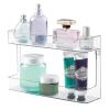 imagemDesign Plastic Wall Mount 2 Tier Storage Organizer Shelf for Bathroom Kitchen Holds Vitamins Supplements Aspirin Medicine Bottles Nail Polish Cosmetics and More Ligne Collection  Clear