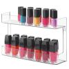 imagemDesign Plastic Wall Mount 2 Tier Storage Organizer Shelf for Bathroom Kitchen Holds Vitamins Supplements Aspirin Medicine Bottles Nail Polish Cosmetics and More Ligne Collection  Clear