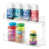 imagemDesign Plastic Wall Mount 2 Tier Storage Organizer Shelf for Bathroom Kitchen Holds Vitamins Supplements Aspirin Medicine Bottles Nail Polish Cosmetics and More Ligne Collection  Clear