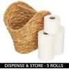imagemDesign Rustic Farmhouse Water Hyacinth Toilet Paper HolderDispenser Basket with Dowel Rod  Storage Organizer for Master or Guest Bathroom Organization  Holds 5 Rolls of Toilet Paper  NaturalTan