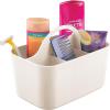 imagemDesign Small Plastic ShowerBath Storage Organizer Caddy Tote with Handle for Dorm Shelf Cabinet  Hold Soap Shampoo Conditioner Combs Brushes Lumiere Collection CreamBeige