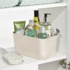 imagemDesign Small Plastic ShowerBath Storage Organizer Caddy Tote with Handle for Dorm Shelf Cabinet  Hold Soap Shampoo Conditioner Combs Brushes Lumiere Collection CreamBeige