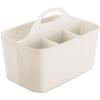 imagemDesign Small Plastic ShowerBath Storage Organizer Caddy Tote with Handle for Dorm Shelf Cabinet  Hold Soap Shampoo Conditioner Combs Brushes Lumiere Collection CreamBeige