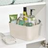 imagemDesign Small Plastic ShowerBath Storage Organizer Caddy Tote with Handle for Dorm Shelf Cabinet  Hold Soap Shampoo Conditioner Combs Brushes Lumiere Collection CreamBeige