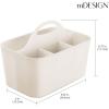 imagemDesign Small Plastic ShowerBath Storage Organizer Caddy Tote with Handle for Dorm Shelf Cabinet  Hold Soap Shampoo Conditioner Combs Brushes Lumiere Collection CreamBeige