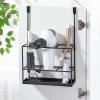 imagemDesign Steel Bathroom Over Cabinet Door Hair Tool Storage Organizer Accessory Basket Tray Hang Holder for Hair Dryer Straightener Curling Iron Styling Products Citi Collection Matte Black