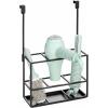 imagemDesign Steel Bathroom Over Cabinet Door Hair Tool Storage Organizer Accessory Basket Tray Hang Holder for Hair Dryer Straightener Curling Iron Styling Products Citi Collection Matte Black