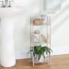 imagemDesign Steel Freestanding Storage Organizer Tower Rack Basket Shelf Metal 3Tier Furniture Unit for MasterGuest Bathroom Powder Room  Holds Bath Towels Soap  Concerto Collection  Satin