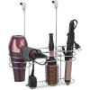imagemDesign Hair Dryer Holder  Over Door Rack for Heated Tool and Hair Dryer Storage  Hanging Basket and Stand  SilverChrome
