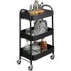 imagemDesign Metal 3Tier Rolling Utility Storage Carts  Organizer Trolley for Bathroom Kitchen Laundry Office and Kids Rooms  Heavy Duty Caddy with 4 Caster Wheels  Matte Black