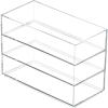 imagemDesign Plastic Beauty Organizer Bin for Bathroom Drawers Vanity or Countertops Storage for Makeup Brushes Palettes Blush Concealers or Hair Ties Lumiere Collection 3 Pack Clear