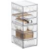 imagemDesign Plastic Stackable Organizer with 3 Drawers PullOut Drawer Storage Bin for Bathroom SinkCabinet Organization Perfect for Makeup Small Towels and More Lumiere Collection 2 Pack Clear