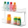 imagemDesign Plastic Wall Mount 2 Tier Storage Organizer Shelf for Bathroom Kitchen Holds Vitamins Supplements Aspirin Medicine Bottles Nail Polish Cosmetics and More Ligne Collection  Clear