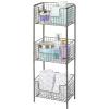 imagemDesign Steel Freestanding Storage Organizer Tower Rack Basket Shelf Metal 3Tier Furniture Unit for MasterGuest Bathroom Powder Room  Holds Bath Towels Soap  Concerto Collection  Graphite Gray