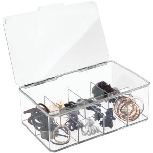 imagemDesign Hair Care and Accessories Storage Organizer Box for Bathroom Vanity to Hold Clips Hot Rollers Headbands Elastics Bobby Pins  8 Sections Clear
