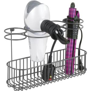 imagemDesign Metal Wire CabinetWall Mount Hair Care ampamp Styling Tool Organizer  Bathroom Storage Basket for Hair Dryer Flat Iron Curling Wand Hair Straightener Brushes  Holds Hot Tools  Graphite GrayGraphite Gray
