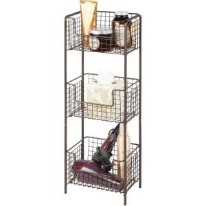 imagemDesign Steel Freestanding Storage Organizer Tower Rack Basket Shelf Metal 3Tier Furniture Unit for MasterGuest Bathroom Powder Room  Holds Bath Towels Soap  Concerto Collection  Bronze