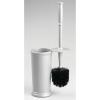 imagemDesign Compact Freestanding Plastic Toilet Bowl Brush and Holder for Bathroom Storage and Organization  Space Saving Sturdy Deep Cleaning Covered Brush  Silver