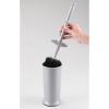 imagemDesign Compact Freestanding Plastic Toilet Bowl Brush and Holder for Bathroom Storage and Organization  Space Saving Sturdy Deep Cleaning Covered Brush  Silver