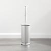 imagemDesign Compact Freestanding Plastic Toilet Bowl Brush and Holder for Bathroom Storage and Organization  Space Saving Sturdy Deep Cleaning Covered Brush  Silver