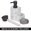 imagemDesign Kitchen Sink Pump and Storage Caddy Tray Set for Counter  Liquid Dish and Hand Soap Dispenser and Brush Holder Organizer Container for Sponge Scrubber and Accessories  WhiteBlack