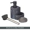 imagemDesign Kitchen Sink Pump and Storage Caddy Tray Set for Counter  Liquid Dish and Hand Soap Dispenser and Brush Holder Organizer Container for Sponge Scrubber and Accessories  BlackMarble