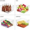 imagemDesign Large Modern Stackable Plastic Storage Organizer Bin Basket with Handles for Bathroom Vanity Organization  Shelf Cubby Cabinet or Closet Organizing Decor  Ligne Collection  4 Pack Clear