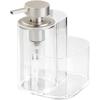 imagemDesign Liquid Soap Dispenser Pump Bottle Caddy with 2 Storage Compartments for Kitchen Sinks Countertops  Holds and Stores Sponges Scrubbers and Brushes  ClearBrushed