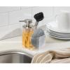 imagemDesign Liquid Soap Dispenser Pump Bottle Caddy with 2 Storage Compartments for Kitchen Sinks Countertops  Holds and Stores Sponges Scrubbers and Brushes  ClearBrushed