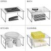 imagemDesign Metal Stacking Storage Organization for Kitchen Cabinet Shelves in Pantry Cupboard FridgeFreezer Organizer Stand for Plates Bowls Mugs Ligne Collection 2 Pack ClearMatte Black