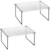 imagemDesign Metal Stacking Storage Organization for Kitchen Cabinet Shelves in Pantry Cupboard FridgeFreezer Organizer Stand for Plates Bowls Mugs Ligne Collection 2 Pack ClearMatte Black