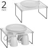 imagemDesign Metal Stacking Storage Organization for Kitchen Cabinet Shelves in Pantry Cupboard FridgeFreezer Organizer Stand for Plates Bowls Mugs Ligne Collection 2 Pack ClearMatte Black