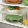 imagemDesign Metal Stacking Storage Organization for Shelves Inside Cabinet in Kitchen Pantry Cupboard FridgeFreezer Organizer Stand for Plates Bowls Mugs Ligne Collection 4 Pack ClearSoft Brass