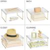 imagemDesign Metal Stacking Storage Organization for Shelves Inside Cabinet in Kitchen Pantry Cupboard FridgeFreezer Organizer Stand for Plates Bowls Mugs Ligne Collection 4 Pack ClearSoft Brass