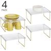 imagemDesign Metal Stacking Storage Organization for Shelves Inside Cabinet in Kitchen Pantry Cupboard FridgeFreezer Organizer Stand for Plates Bowls Mugs Ligne Collection 4 Pack ClearSoft Brass