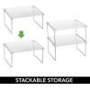 imagemDesign Metal Stacking Storage Organization for Shelves Inside Cabinets in Kitchen Pantry Cupboard FridgeFreezer  Organizer Stand for Plates Bowls Mugs Ligne Collection 4 Pack ClearChrome