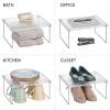 imagemDesign Metal Stacking Storage Organization for Shelves Inside Cabinets in Kitchen Pantry Cupboard FridgeFreezer  Organizer Stand for Plates Bowls Mugs Ligne Collection 4 Pack ClearChrome