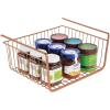 imagemDesign Metal Under Shelf Basket for Kitchen Storage  Wire Farmhouse Sliding Bin Basket for Pantry  Large Open Front Organizer for Food Drinks Snacks  Hyde Collection 2 Pack  CopperCopper